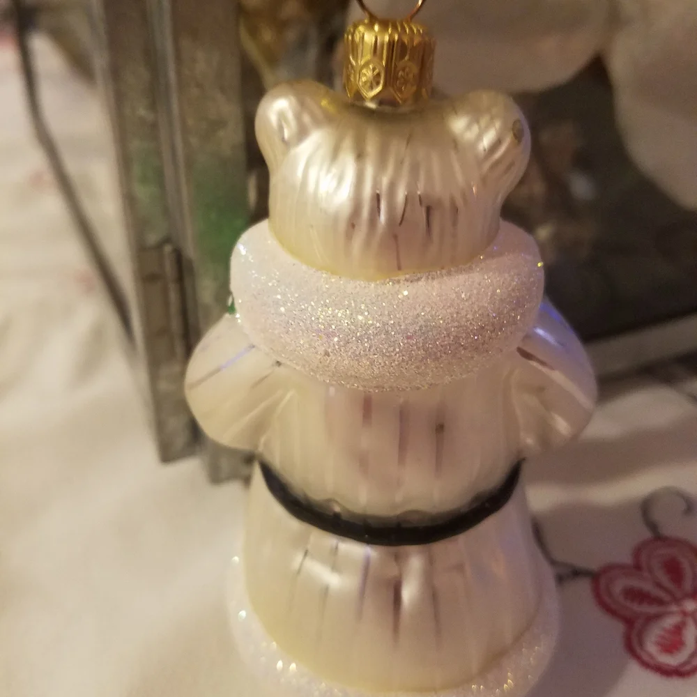 Christopher Radko Beary Chic White Polar Bear Christmas Ornament